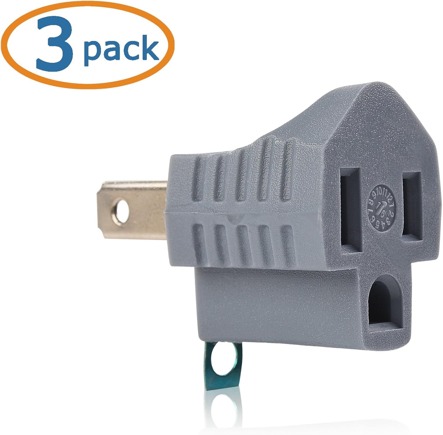 Cable Matters 3-Pack Polarized Grounding Adapter (3 Prong to 2 Prong Adapter) - Allows a 2 Prong Outlet to Accept 3 Prong Plugs: Home Audio & Theater