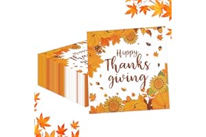 BOKFJBP 50Pcs Fall Thanksgiving Napkins Disposable-13 Inch Paper Napkins Disposable Pumpkin Maple Leaf Cocktail Napkin Tableware Set for Fall Autumn Thanksgiving Friendgiving Party Decorations Supplies