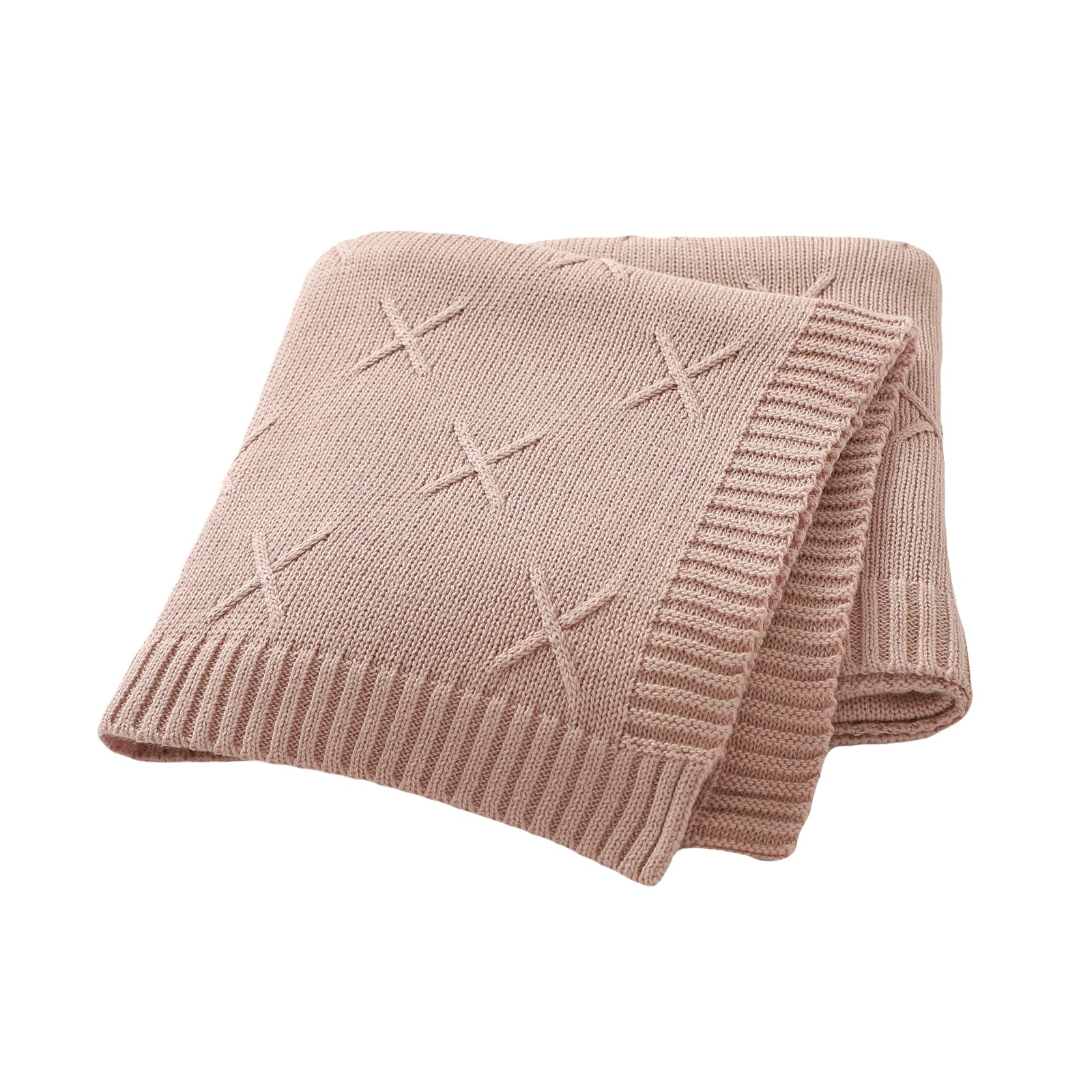 Hadetoto Baby Blanket 100% Cotton Soft Cozy Baby Blankets for Newborn Boy Girl (Light Pink)