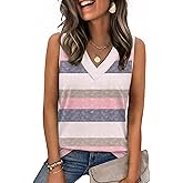 Zeagoo Tank Top for Women V Neck Loose Fit Sleeveless Summer Tops Business Casual Outfits Dressy Blouses Shirts
