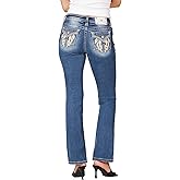 Miss Me Women's Arissa Wings Mid-Rise Straight Leg Jeans