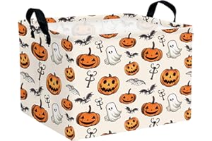 BOAMAU Large Halloween Themed Candy Gift Basket for KidsTrick or Treat Storage Bin Girls Boys Room Décor (Pumpkin Ghost Bat)