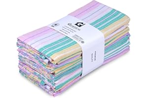 Gratico Easter Cuisine Stripes Set of 12 Dinner Napkins (18X18 Inches) 100% Cotton Premium Cloth Napkins with Mitered Corners Ultra Soft Durable Hotel Quality (Easter Multi Dobby)