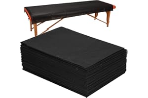 URALILI 20 PCS Thick Massage Table Sheets Sets Disposable SPA Bed Sheets Non Woven Fabric Lash Bed Cover 31" X 70" Black