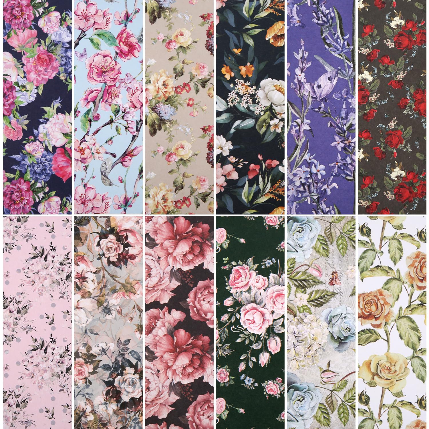 XIHIRCD 24pcs Valentine's Day Scrapbook Paper, 6x6 Inch Single Sided Flowers Vintage Pattern Paper Romantic Valentines Floral Cardstock for DIY Scrapbooking Craft Decorations, as shown in the picture