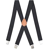 Bioterti Men’s Heavy Duty X- Back Suspenders-Adjustable Size, Long & Elastic Braces