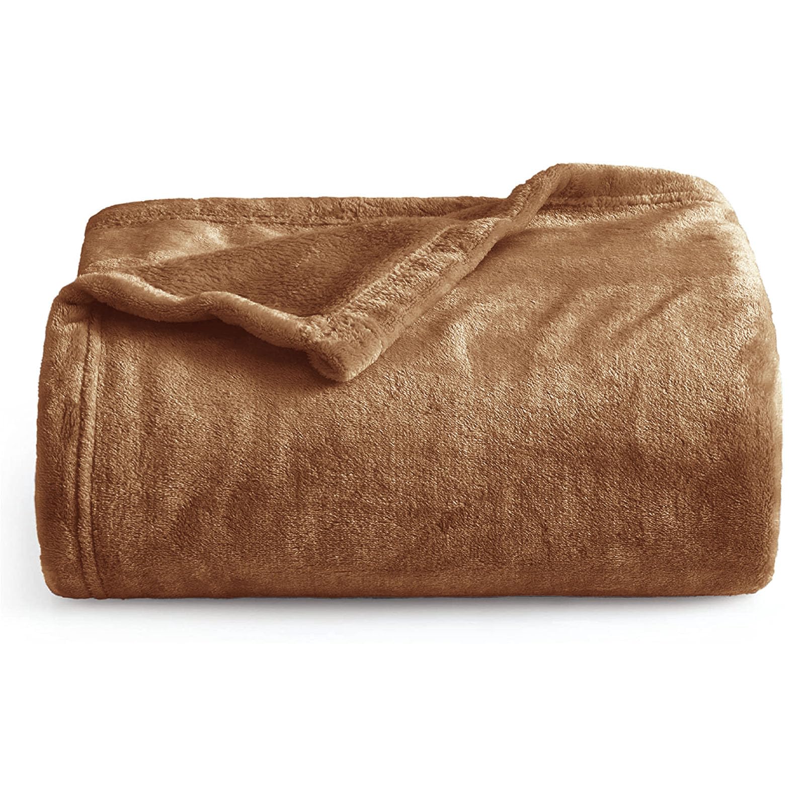 Oxford Homeware Fleece Blanket Sofa Throw Cuddly Reversible Soft Throws for Bed, Couch, Settee, Travel Lightweight and Breathable Blanket fit All Season (Camel, Twin/Double)