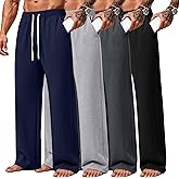 Velvelhall 4 Pack Big and Tall Men's Sweatpants Open Bottom Joggers Elastic Waist Drawstring with Pockets Athletic Pants