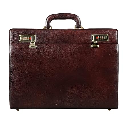 BRAND LEATHER BL213 Leather Folding Briefcase (Brown)
