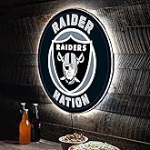 Team Sports America Evergreen NFL Las Vegas Riders | Ultra-Thin LED Light Wall Sign Decor | 23 Inch Round | Made in the USA