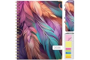 GLOBAL PRINTED PRODUCTS HARDCOVER 2026 Planner, 8.5"x11": 14 Months (November 2025 - December 2026), Daily Weekly Monthly Planner, Yearly Agenda, Bookmark, Pocket Folder and Sticky Note Set (Pastel Peacock)