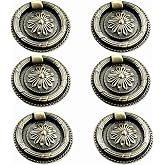 Jinyuanchao Drop Ring Handles Dresser Ring Pull Brass Oil-Rubbed Bronze 2 inch Diameter Cabinet Cupboard pulls Drawer Ring Handle knob 6Pcs
