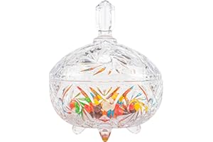 Large Glass Sweet Bowl with Lid, 800ML, Sweet Jars for Candy Buffet, Crystal Sugar Dish Decorative, Biscuit Storage Container