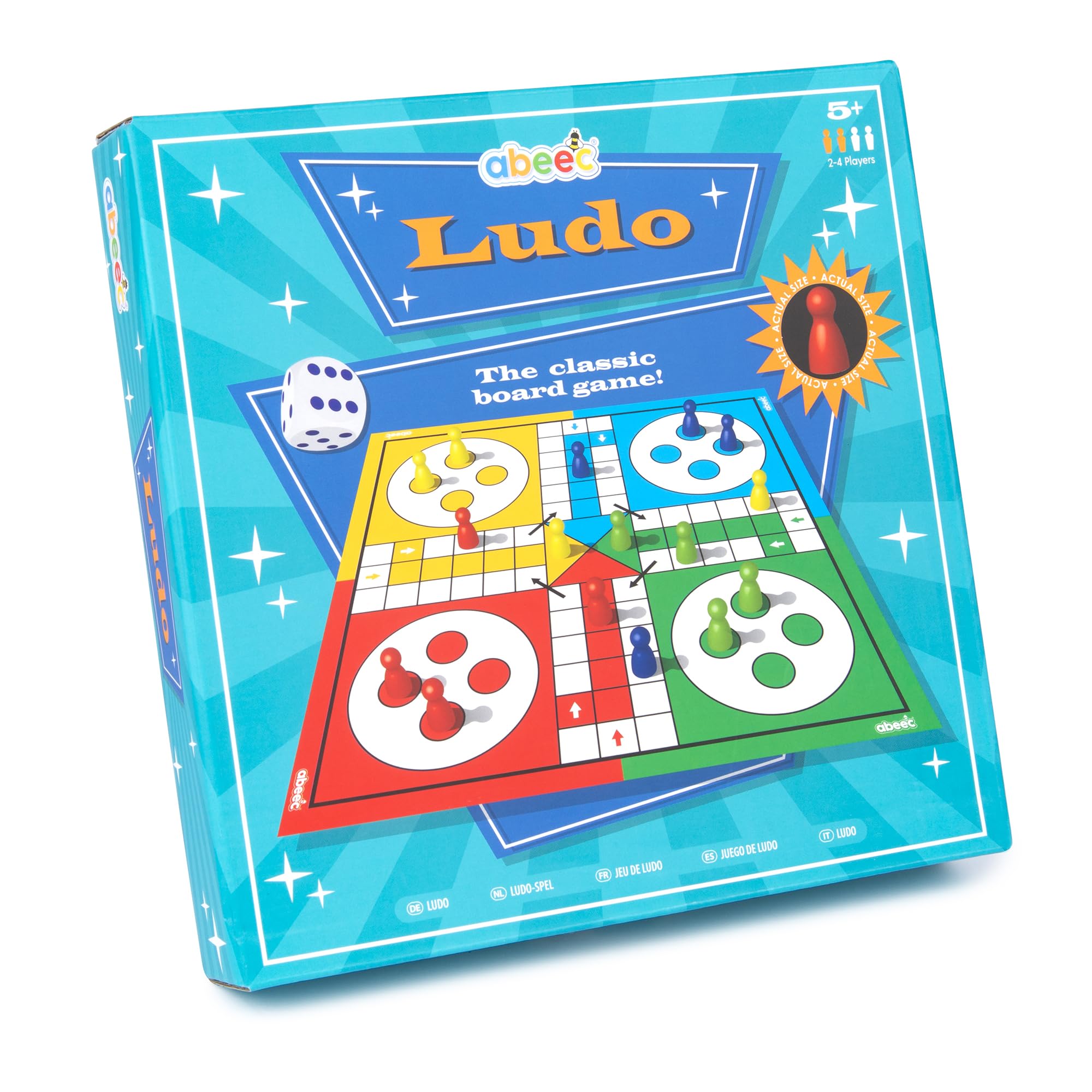 abeec Classic Ludo - Ludo Game Board - Fun Board Games for Kids - Traditional Kids Board Games - 1 x Folding Board, 16 x Counters, 1 x Dice - Indoor Games — image 1