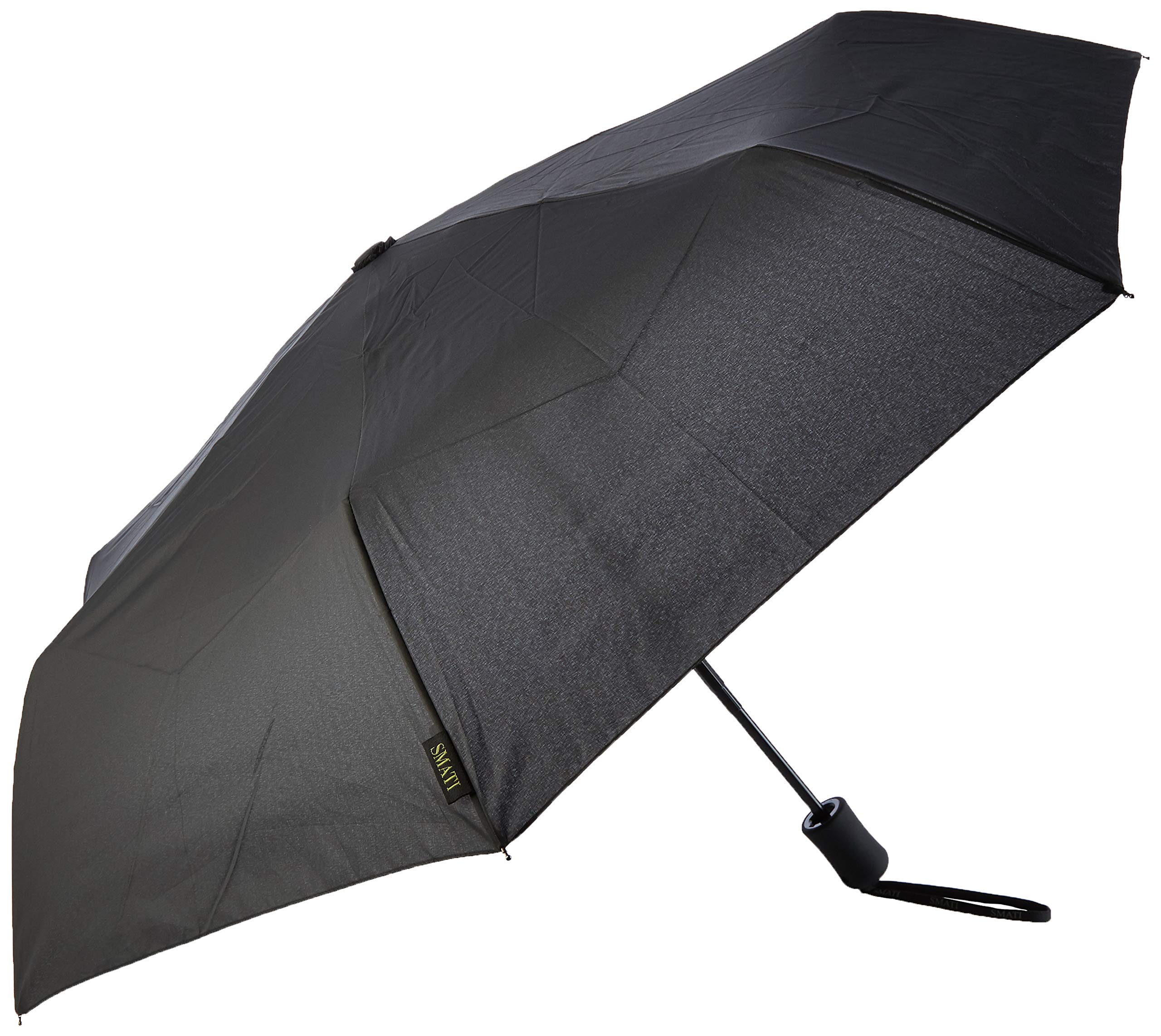 SMATI Compact Folding Umbrella - automatic opening and closing; 7 fiberglass ribs; Windproof; Robust; Diameter=90cm; great classic; Protective cover; Colour BLACK — image 1