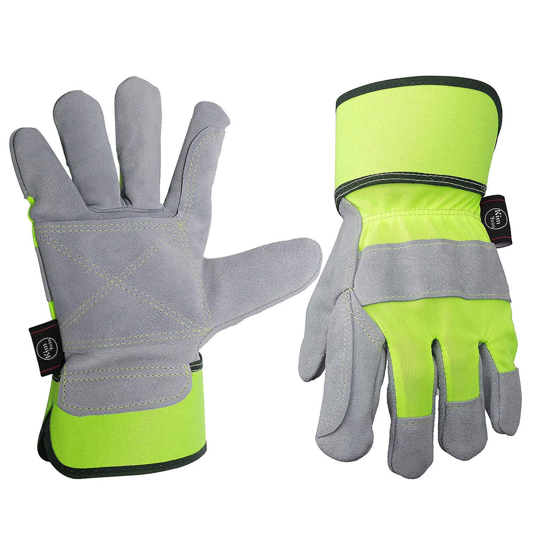 Kim Yuan Leather Work Gloves, Perfect for Truck Driving/Yard Work/Gardening/Construction/Warehouse/Motorcycle/Heavy Duty Working, Men&Women XL 1 Pair