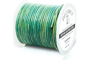 DECOBUY Leather Cord for Jewelry Making, Round Cording 2mm Rope, 27 Yards Used for Crafts, Necklace String, Braiding - Distressed Torques
