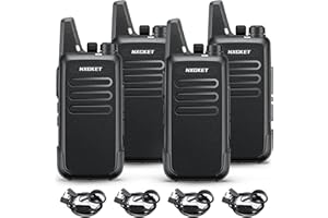 NXGKET Walkie Talkies for Adults Long Range 4 Pack, Rechargeable 2-Way Radio Walkie Talkie with 1500mAh Li-ion Battery Earpiece Charge Cable Belt Clip for Commercial Cruises Hunting Hiking