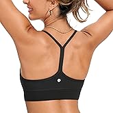 CRZ YOGA Butterluxe Womens Y-Back Racerback Sports Bra - Spaghetti Straps Wireless Scoop Neck Athletic Padded Yoga Tops