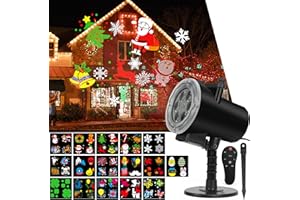 SUNBOX Christmas Halloween Lights Projector,Waterproof IP65 Indoor Motion Remote Control LED Projector Lights, 16 Slides Holiday Light Party Outdoor Garden House Apartment Kids Room Night Light
