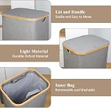 iEGrow 110L Extra Large Laundry Basket with Lid Grey view 3