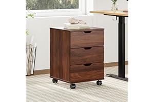 Farini 3-Drawer Under Desk Wooden File Storage Cabinet with Lockable Caster for Home Office,Brown,Fully Assembly