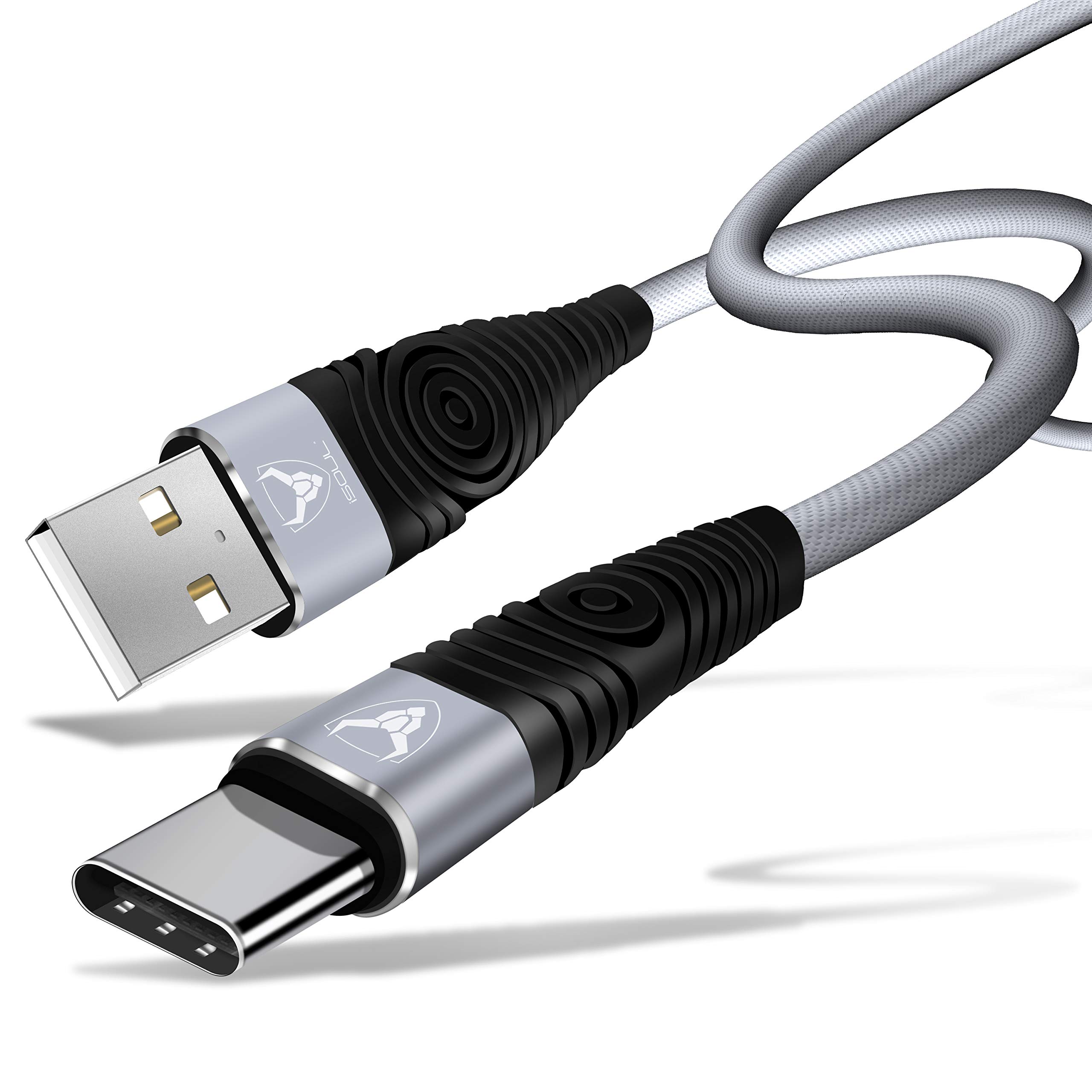 iSOUL USB C Cable [2M] Data Sync High Speed Charging Nylon Braided Type C Fast Charger Lead Cord for Samsung Galaxy Huawei MacBook Xperia OnePlus Google Pixel Oculus Quest, iPad 10.2 8th Generation