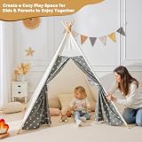 Wilwolfer Kids Teepee Tent Foldable Indoor Outdoor 47x47x59 in Grey view 4