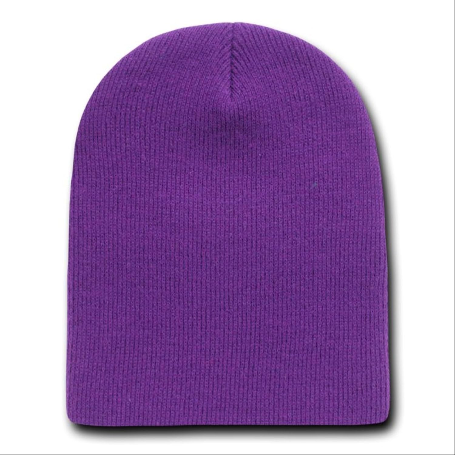 MG Purple Short Beanie Ski Cap Hat Toque 8 Inch Clothing