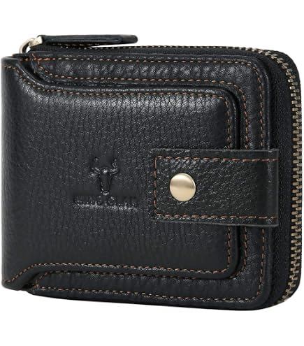 Amazon.com: CALFART Slim Zipper Wallets For Men RFID Leather Mens