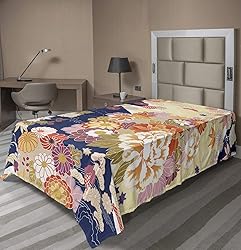 Ambesonne Japanese Flat Sheet, Traditional Kimono