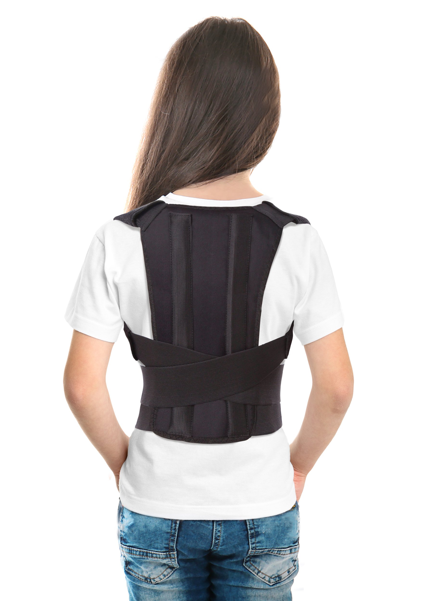 TOROS-GROUP Posture Corrector Back Support Brace for Kids Teenagers & Young Adults X-Small Black