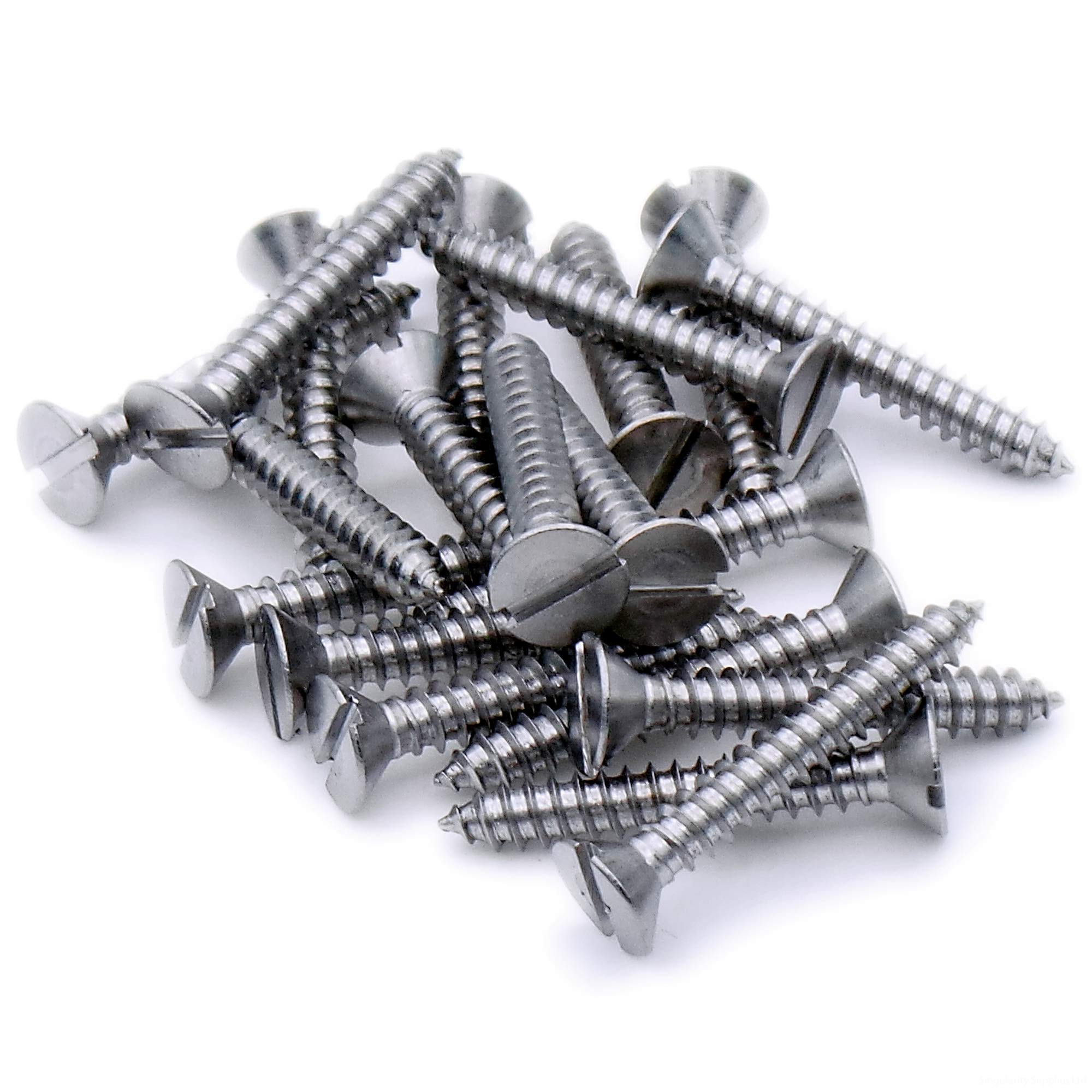 No.7 x 1 (3.9mm x 25mm) Slot Countersunk Self-Tapping Screw - Stainless Steel (A2) (Pack of 20)