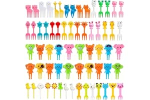 WXOIEOD 65 Pieces Animal Food Picks for Kids Lunchbox, Mini Fun Fruit Picks for Kids Lunch Accessories, Lunch Picks for Bento Box Essentials, Cute Reusable Toothpicks Forks for Picky Eaters, BPA-Free