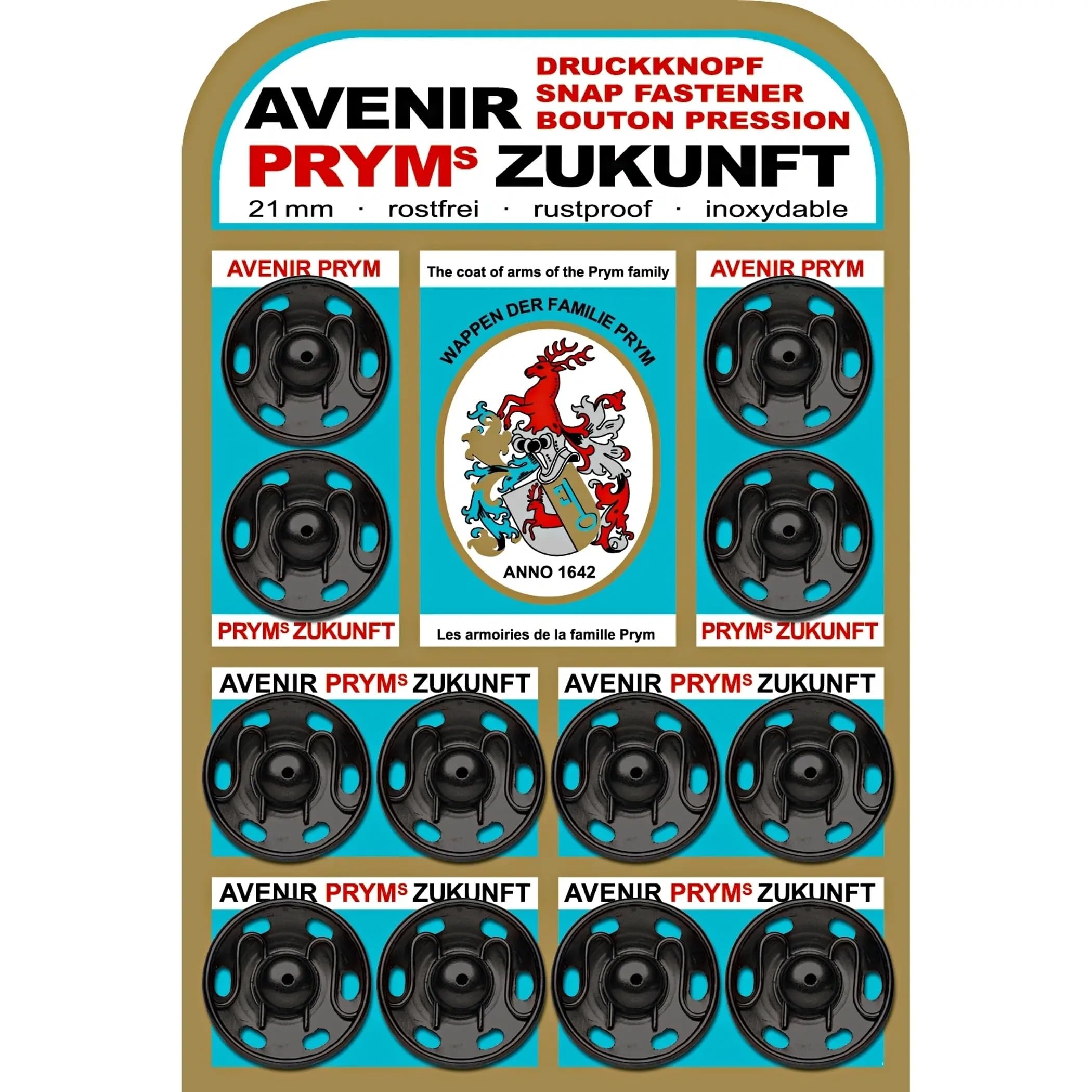 Photo 1 of ***PARTIAL SET ONLY 4 PCS (SET OF 2) **** Prym 21mm Sew-On Snaps, 12 Sets, Black