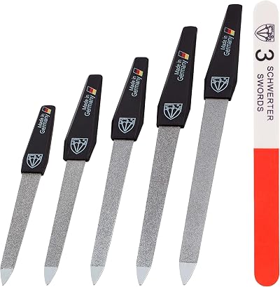3 Swords Germany Double Sided Sapphire Nail File Set 5 Pcs with 3-Way Buffer