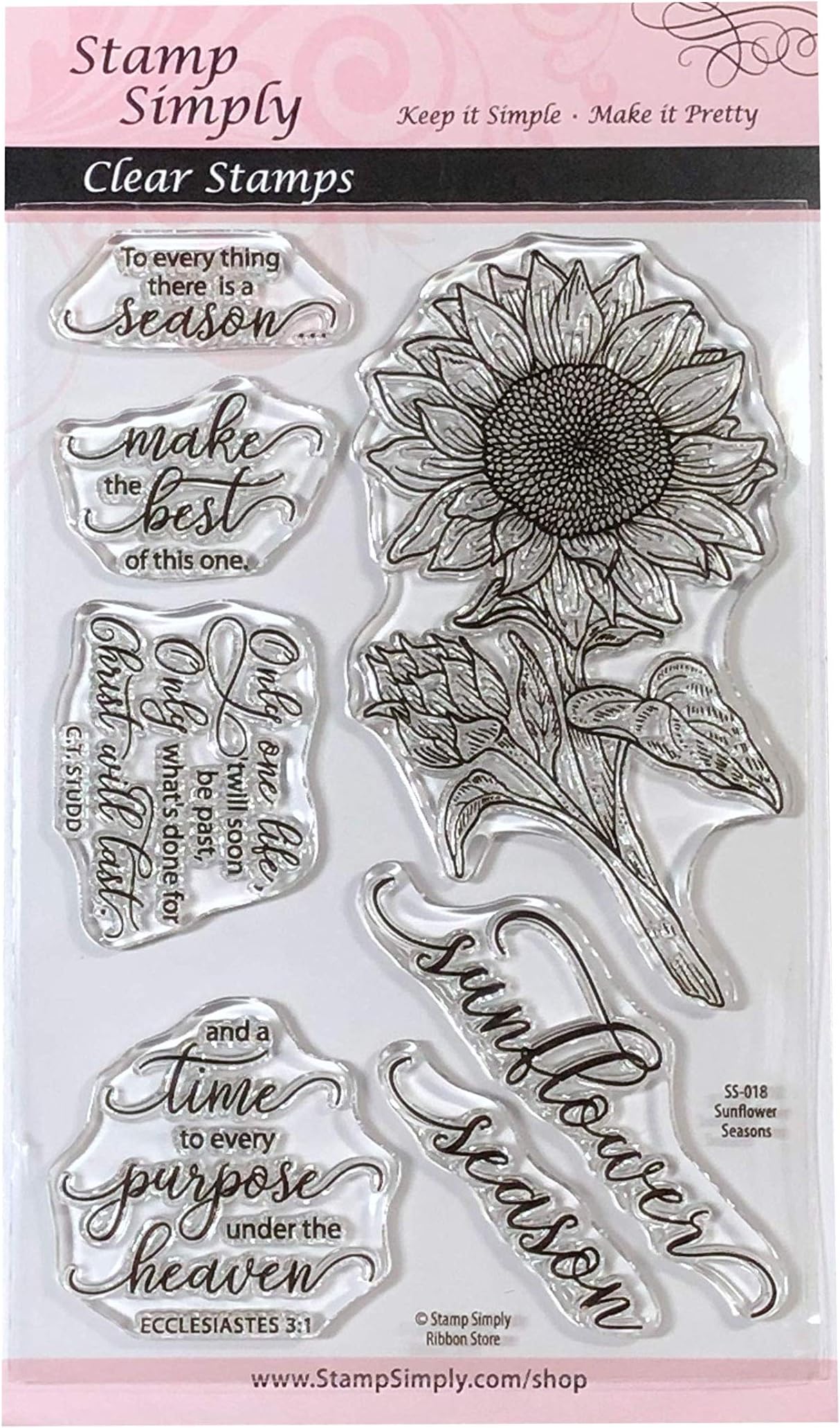 Clear Stamps Sunflower Season Garden Flower Christian Religious 4x6 Inch Sheet - 7 Pieces