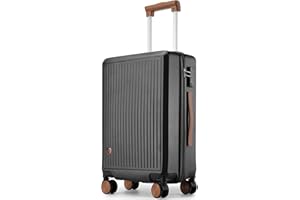 Hulsin Carry on Luggage with Spinner Wheels, 22x14x9 Airline Approved Carry-on Suitcase, Small Hardside Luggage with TSA Lock,Hard Shell Suitcase,Hard Case for Travel (Black, 20-Inch)