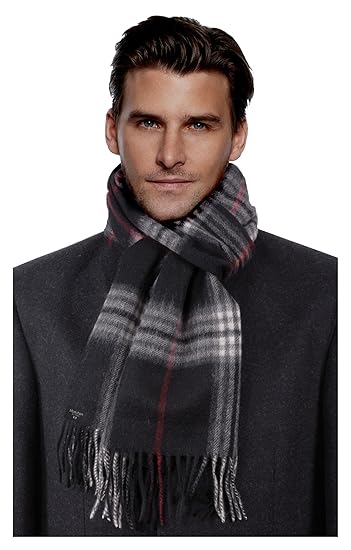 Herrenschal Damenschal Kaschmirschal Herren Damen Schal Wolle Kaschmir Cashmere Winterschal Wollschal Karo kariert Beige Schw