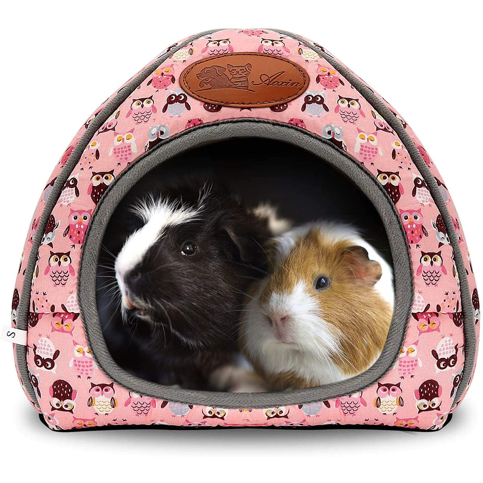 RANYPET Guinea Pig Bed, Cave Cozy Hamster House Large Hideout for Guinea pig Ferret Hedgehog Chinchilla Bearded Dragon Winter Nest Hamster Accessories Pink