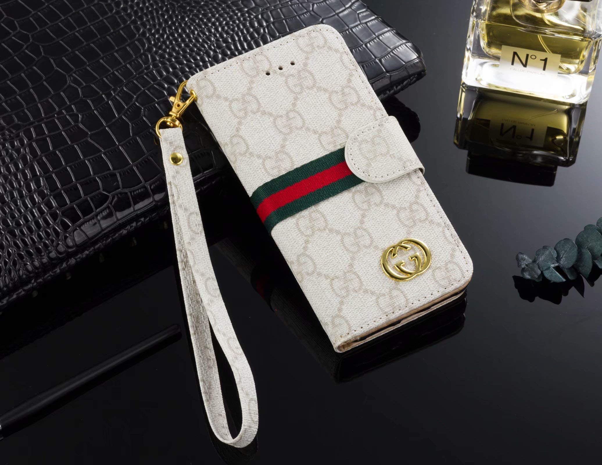 iPhone 8 Plus Case,iPhone 7 Plus Case,Monogram Luxury Magnetic PU Leather Vintage Strap Wallet Case with Card Slot Cover for iPhone 8 Plus,iPhone 7 Plus
