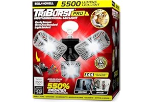Triburst Deluxe by Bell+Howell, ASON TV 5500 Lumens/6500 Kelvin Indoor Lights, Ultra Bright Lighting with 144 LED Bulb, Multi-Directional Triple Panel Bedroom, Garage, Ceiling Light