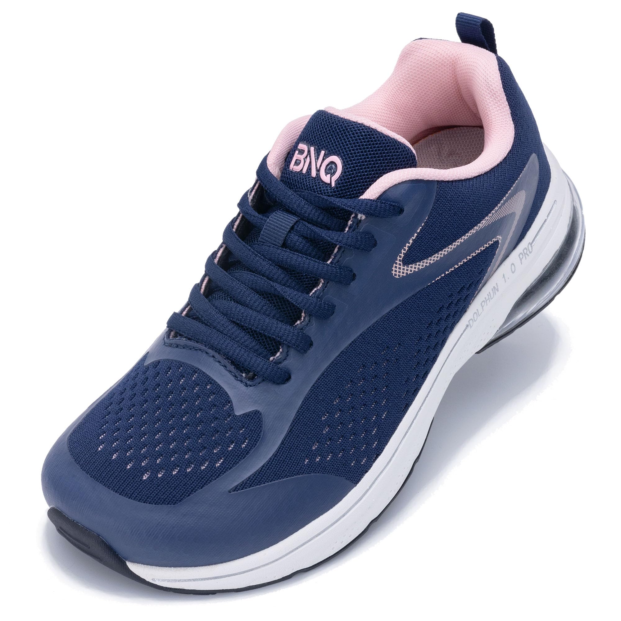 Photo 1 of SURRAY Women Wide Toe Box Walking Shoes with Arch Support Tennis Running Sneakers Extra Wide Width Woman Shoe for Plantar Fasciitis Flat Foot Heel Pain Relief NavyPink US 9