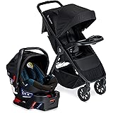 Britax B-Clever Lightweight Stroller B-Safe 35 Infant Car Seat Travel System with Child Tray One Hand, Easy Fold Ventilated C