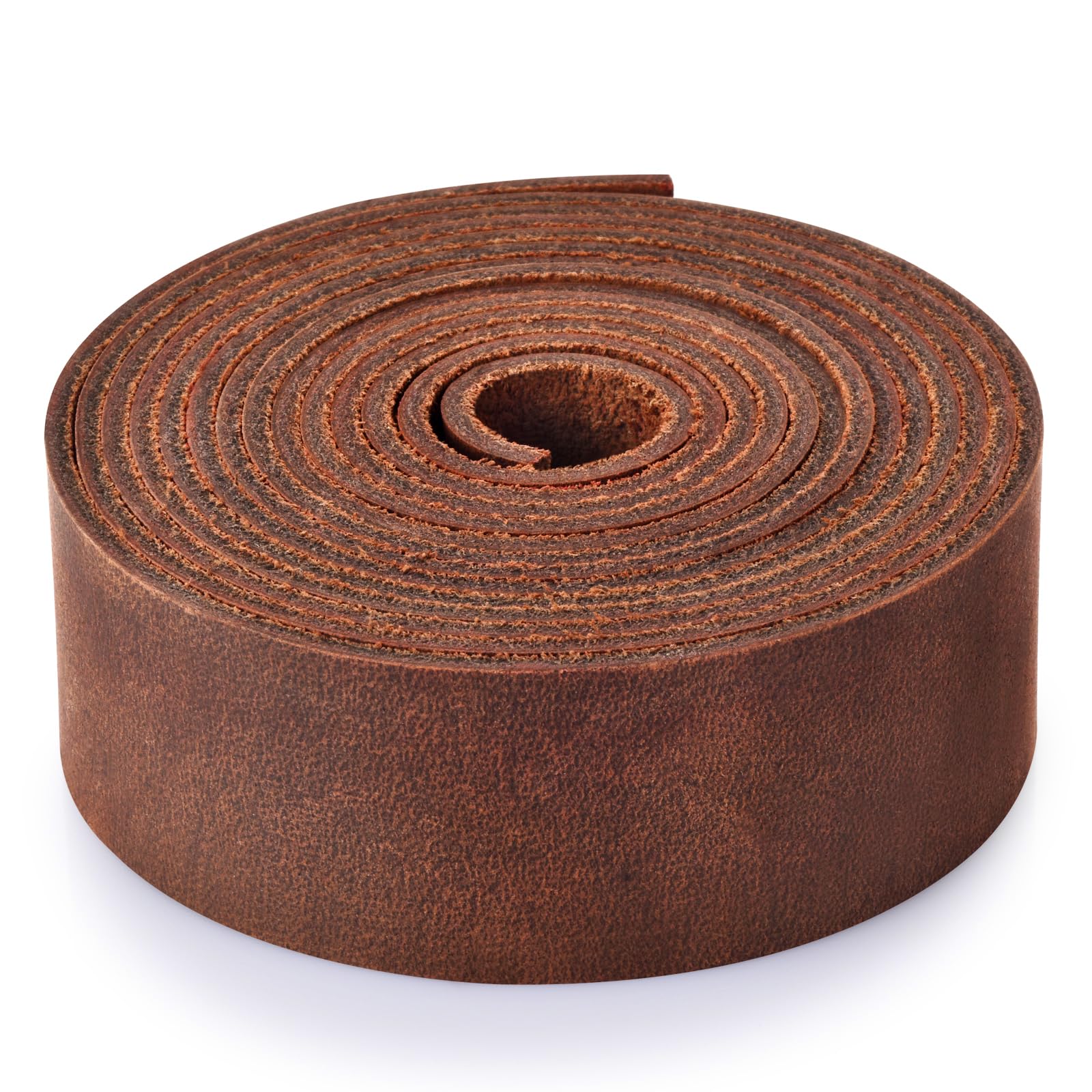 Leather Strap 1 Inches Wide Flat Leather Straps for Crafts, Full Grain Oil Tan Leather Strips for Crafts, Tooling, Belt, Garden Tools (2mm Thick 72 Inches Long Dark Brown)
