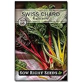 Sow Right Seeds - Rainbow Swiss Chard Seed for Planting a Home Garden | Plant cold hardy non-GMO heirloom outdoors or indoor hydroponic gardening. Vegetables for growing outside spring or fall.