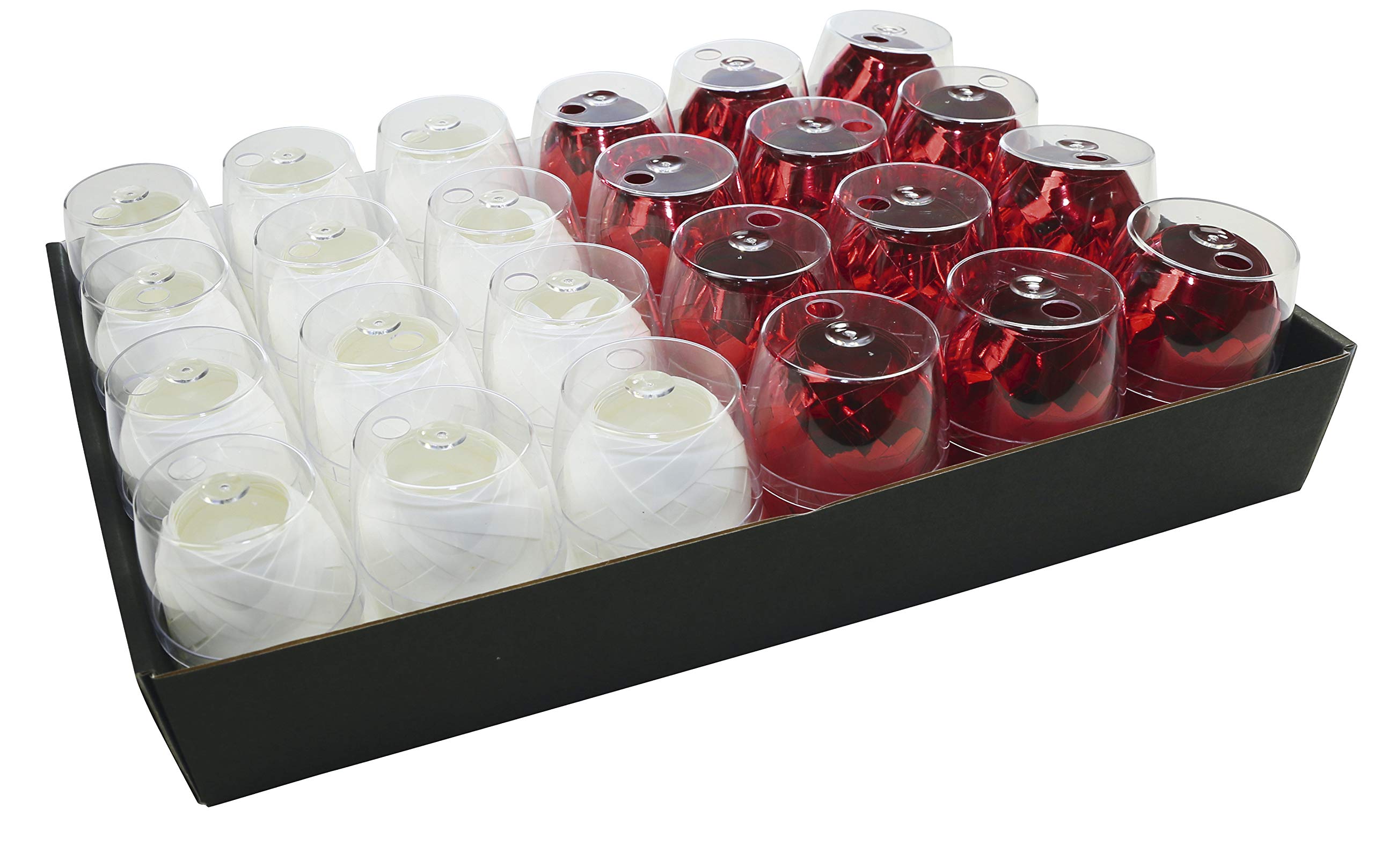 Clairefontaine 612007C - One Tray of 24 Metallic Eggs - Gift Wrapping Ribbon - Colour: Red, White - Dimensions: 10mx7mm - Accessories for Gift wrapping
