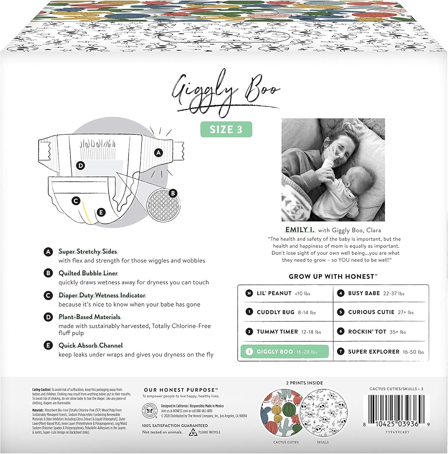 The Honest Company | Club Box | Clean Conscious Diapers | Cactus Cuties + Skulls, Size 3, 68 Count, packaging may vary: Health & Personal Care
