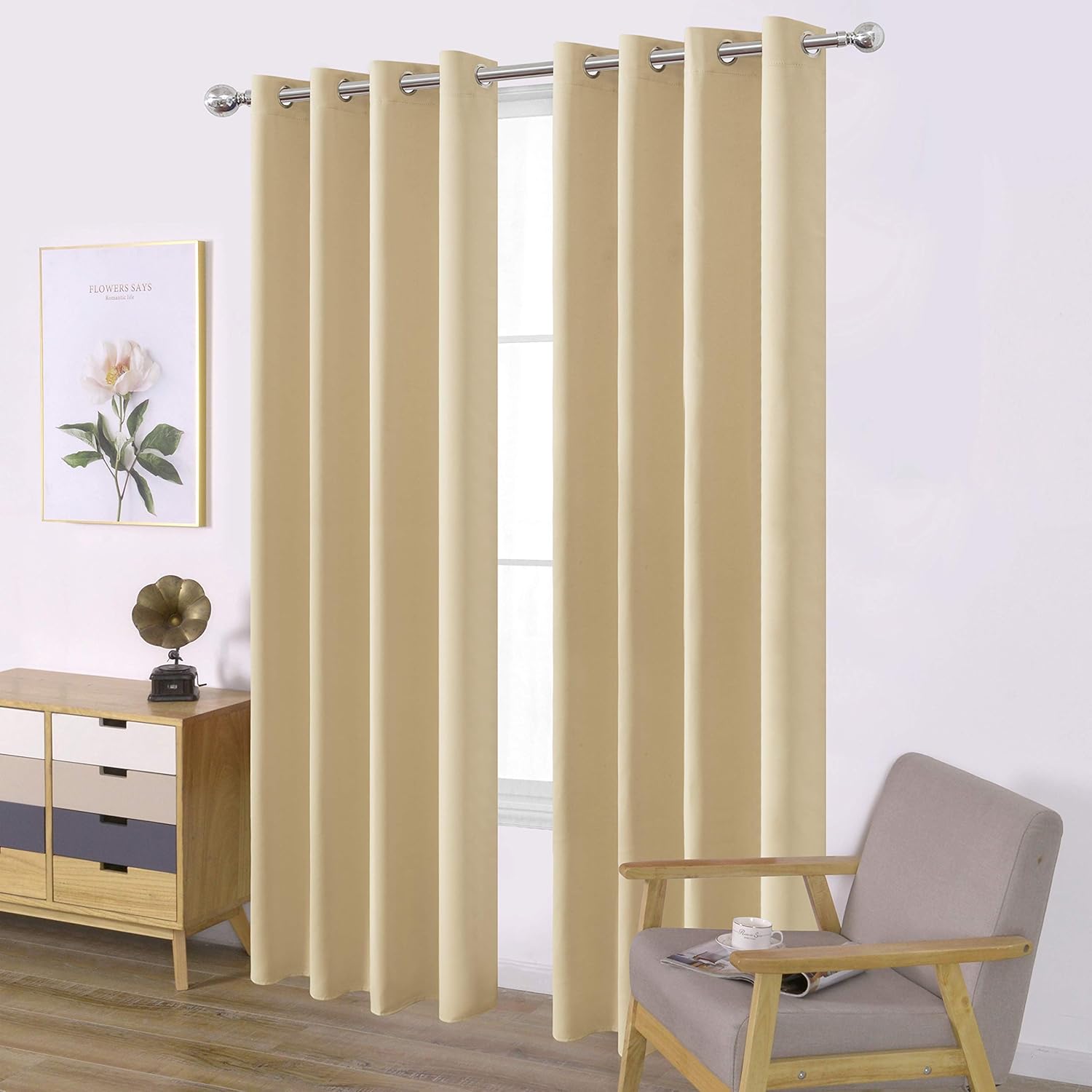 Amazon Com Lemomo Blackout Curtains 52 X 84 Inch Beige Curtains