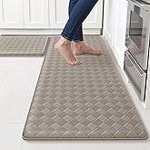 TranquilRelax Kitchen Mats, 2PCS Kitchen Rugs, Cushioned Anti Fatigue Kitchen Mats for Floor, Non-Slip Standing Sink Mat, Waterproof Kitchen Rug Set for Kitchen Floor Office,17.3"×30"+17.3"×47" Brown